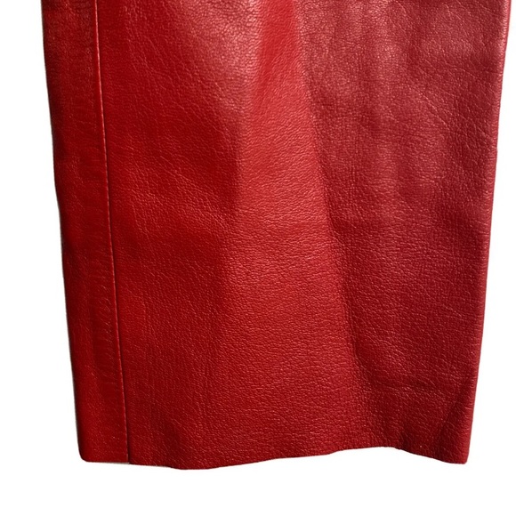 bcbg max azria - Red Leather Moto Pants Size 4 Straight Leg Lined Rocker Soft - Picture 4 of 8